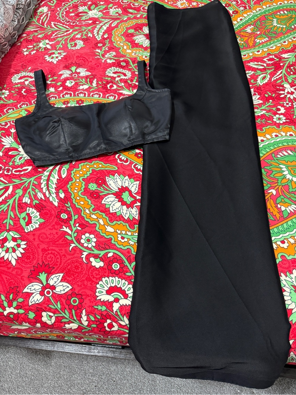 Black Satin saree with blouse